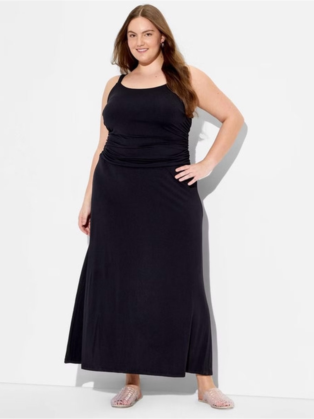 Wild Fable - Women’s Maxi Knit Dropped Waist Dress. - Black